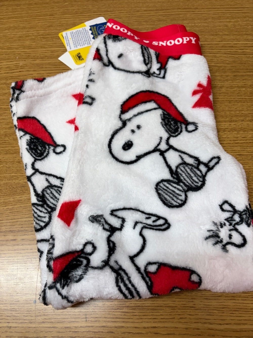 Snoopy Kids Plush Fleece Sleep Pants - White & Red